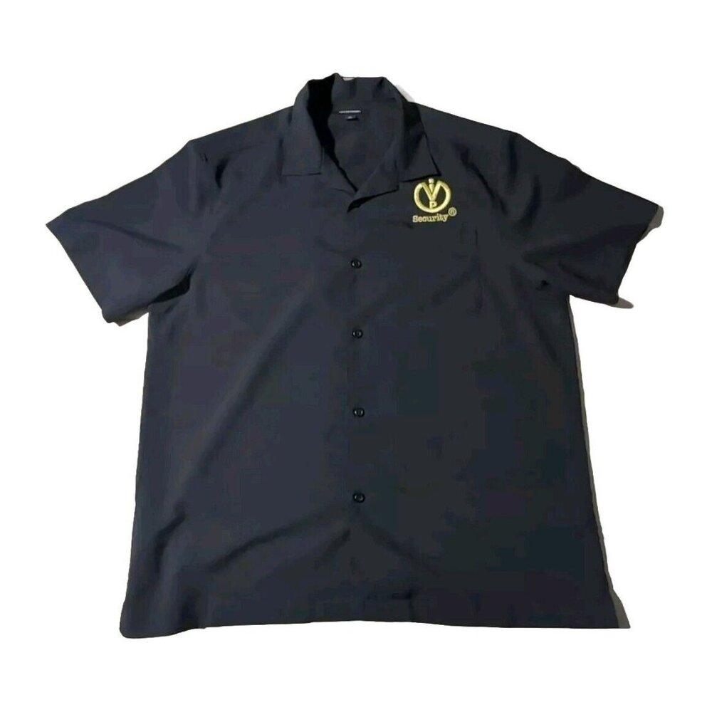 VIP Security Guard Short Sleeve Button Up Black Shirt XL Halloween